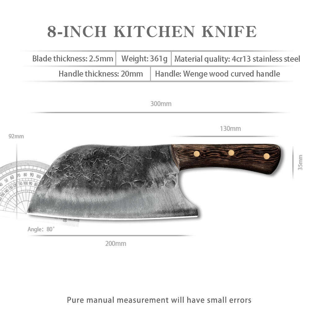 Lifespace 8" Hammered Cleaver with Curved Blade