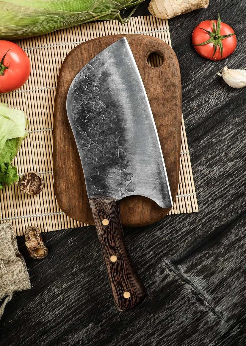 Lifespace 8" Hammered Cleaver with Curved Blade