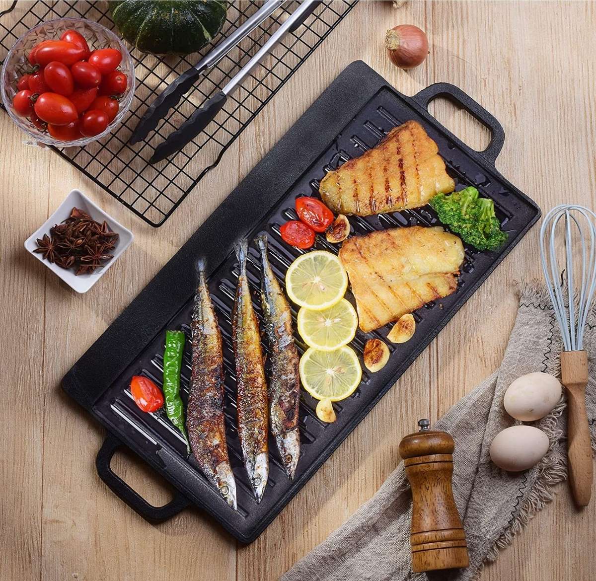Lifespace Cast Iron Reversible Griddle Plate Pan