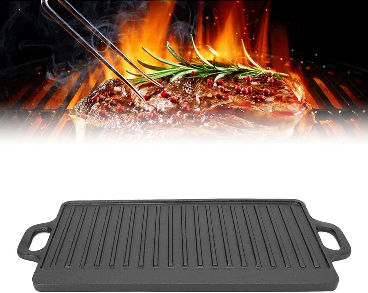 Lifespace Cast Iron Reversible Griddle Plate Pan