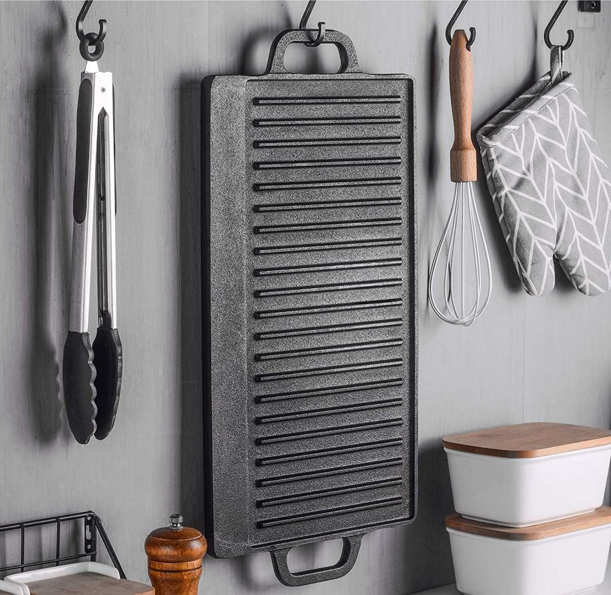 Lifespace Cast Iron Reversible Griddle Plate Pan