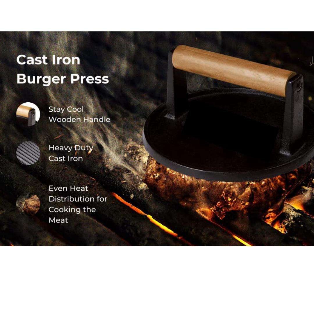 Lifespace Cast Iron Smash Burger Press - Round