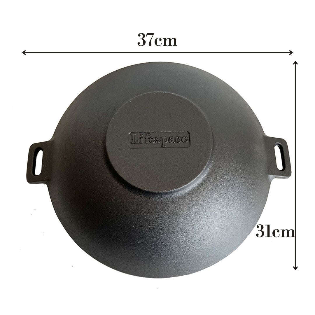 Lifespace Cast Iron Wok - 31cm x 31cm