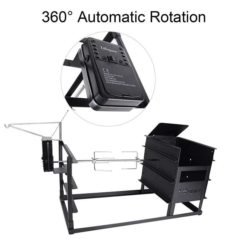 Lifespace Ember Maker Braai & Grid w/ Potjie Hook & Rotisserie Bracket