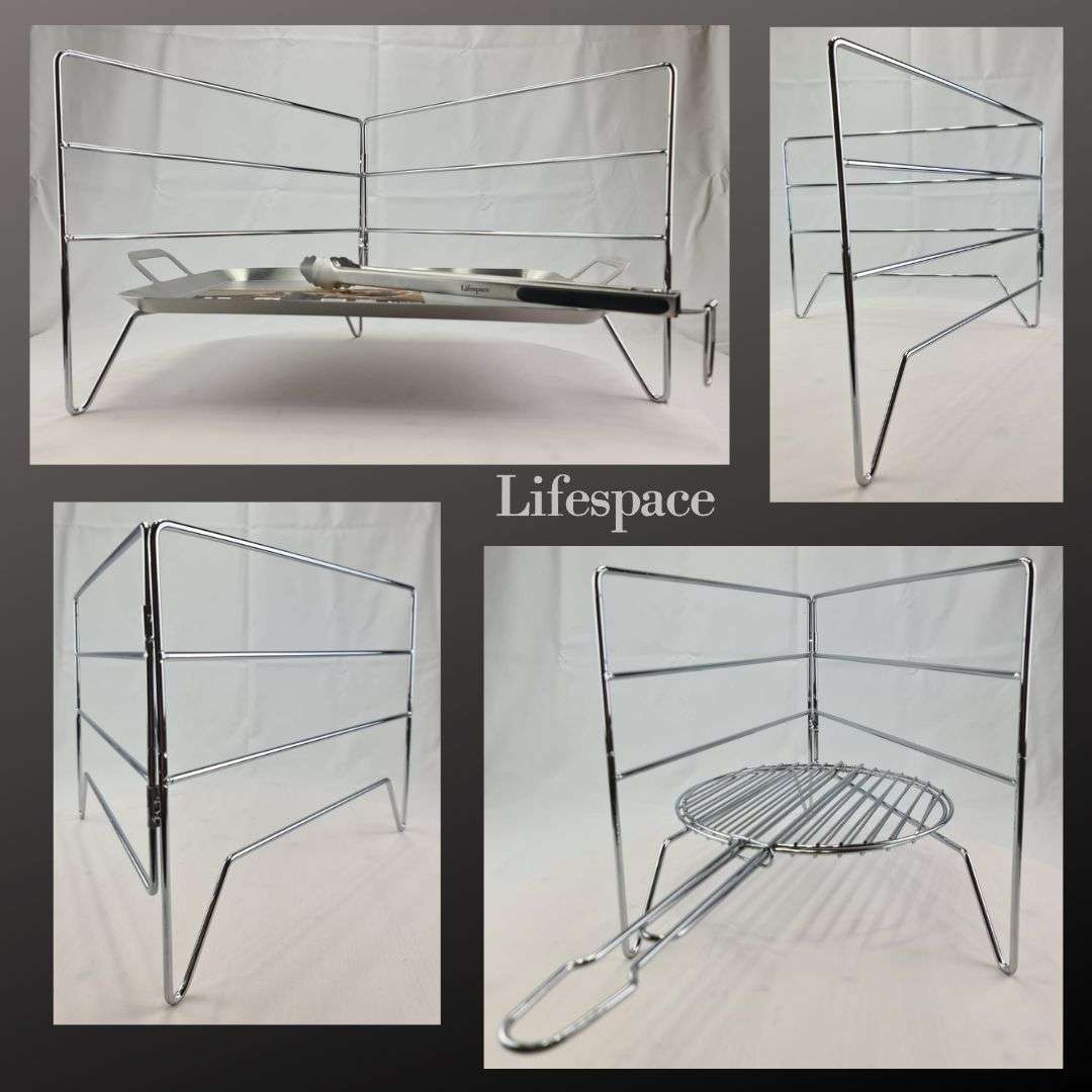 Lifespace Folding Multi Level Grid Stand - Chrome