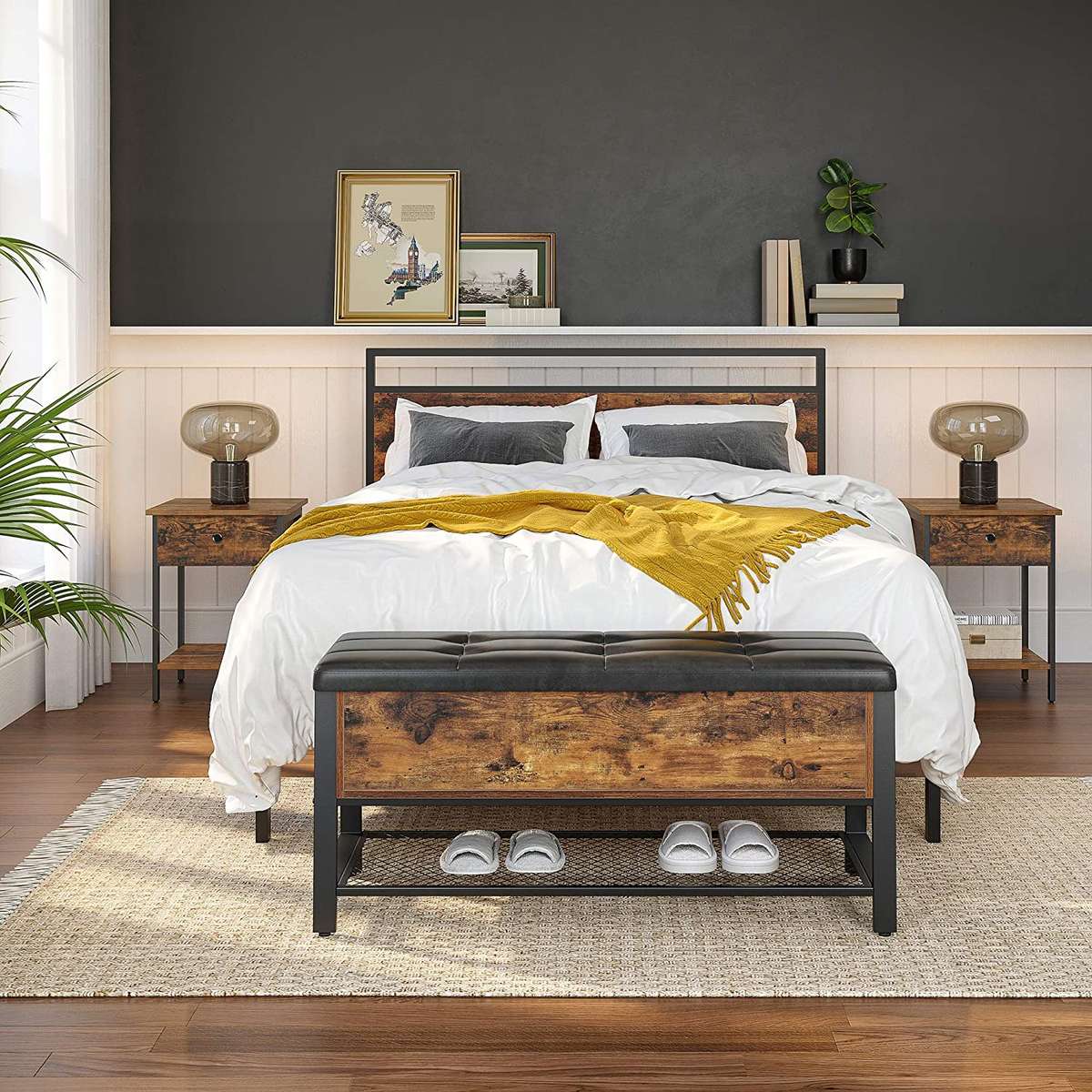 Lifespace Industrial Rustic Wood Side Table with Draw