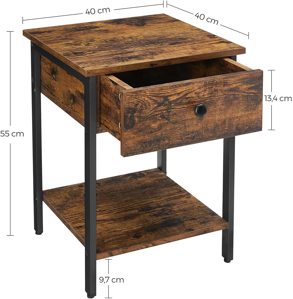 Lifespace Industrial Rustic Wood Side Table with Draw