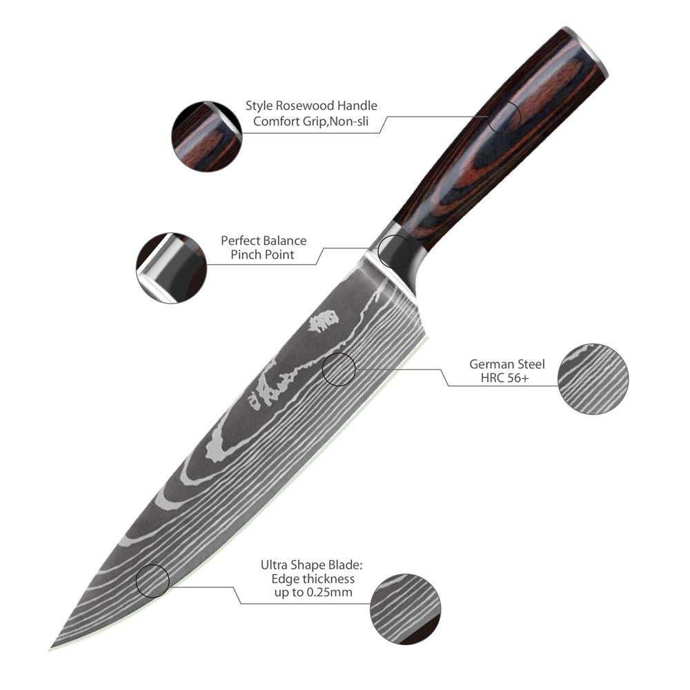 Lifespace Laser Engraved 5CR15 Kitchen Chef Knife in a Gift Box