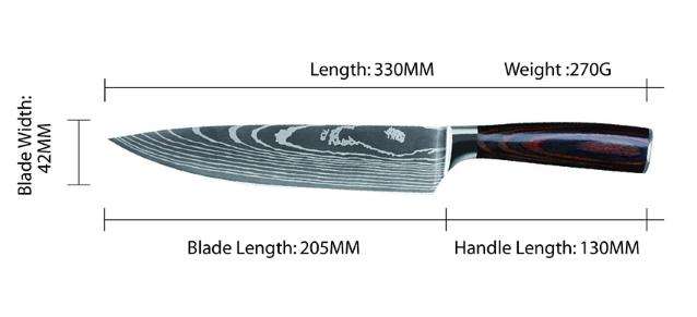 Lifespace Laser Engraved 5CR15 Kitchen Chef Knife in a Gift Box