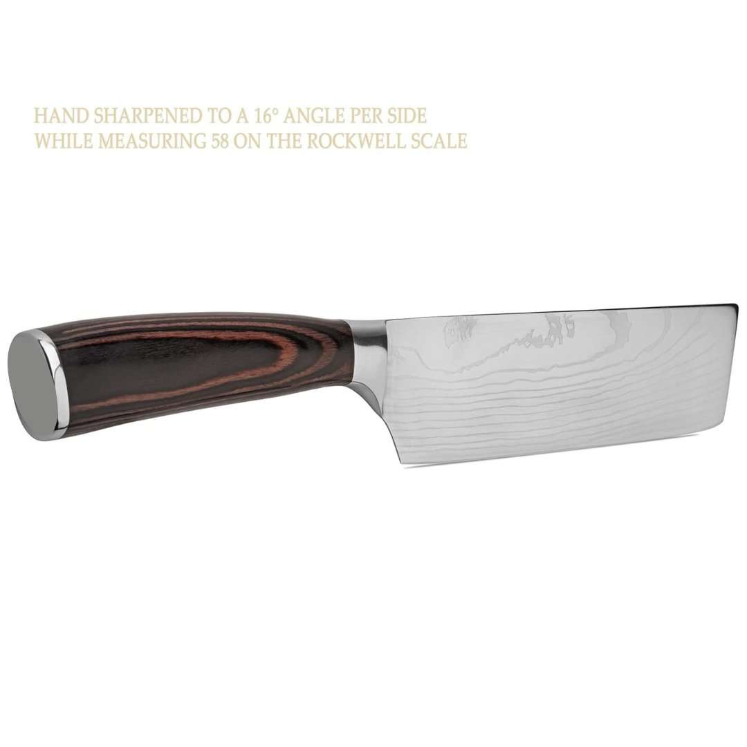 Lifespace Laser Engraved 5CR15 Kitchen Nakiri Chef Knife in a Gift Box