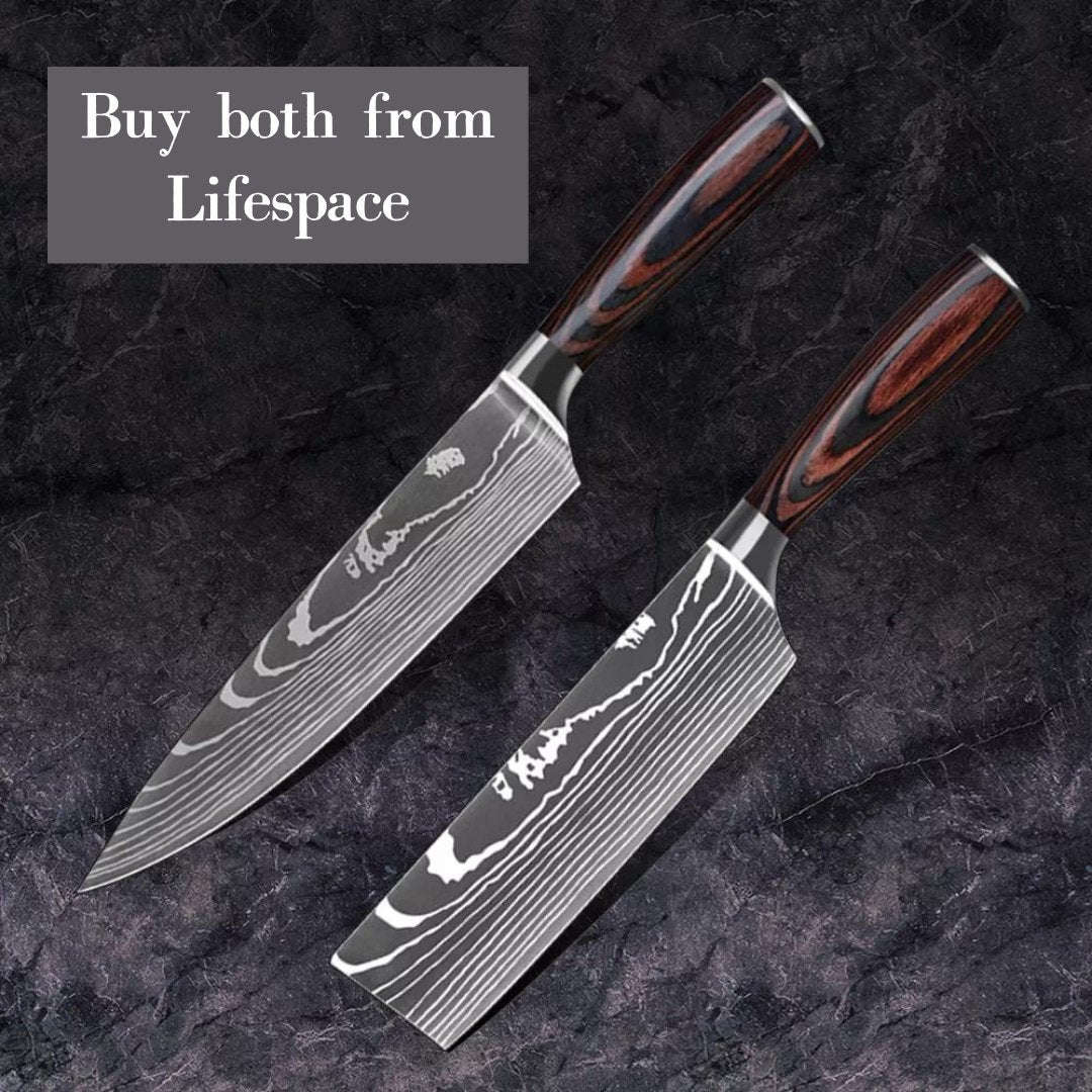 Lifespace Laser Engraved 5CR15 Kitchen Nakiri Chef Knife in a Gift Box