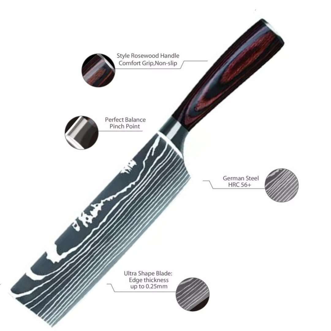 Lifespace Laser Engraved 5CR15 Kitchen Nakiri Chef Knife in a Gift Box