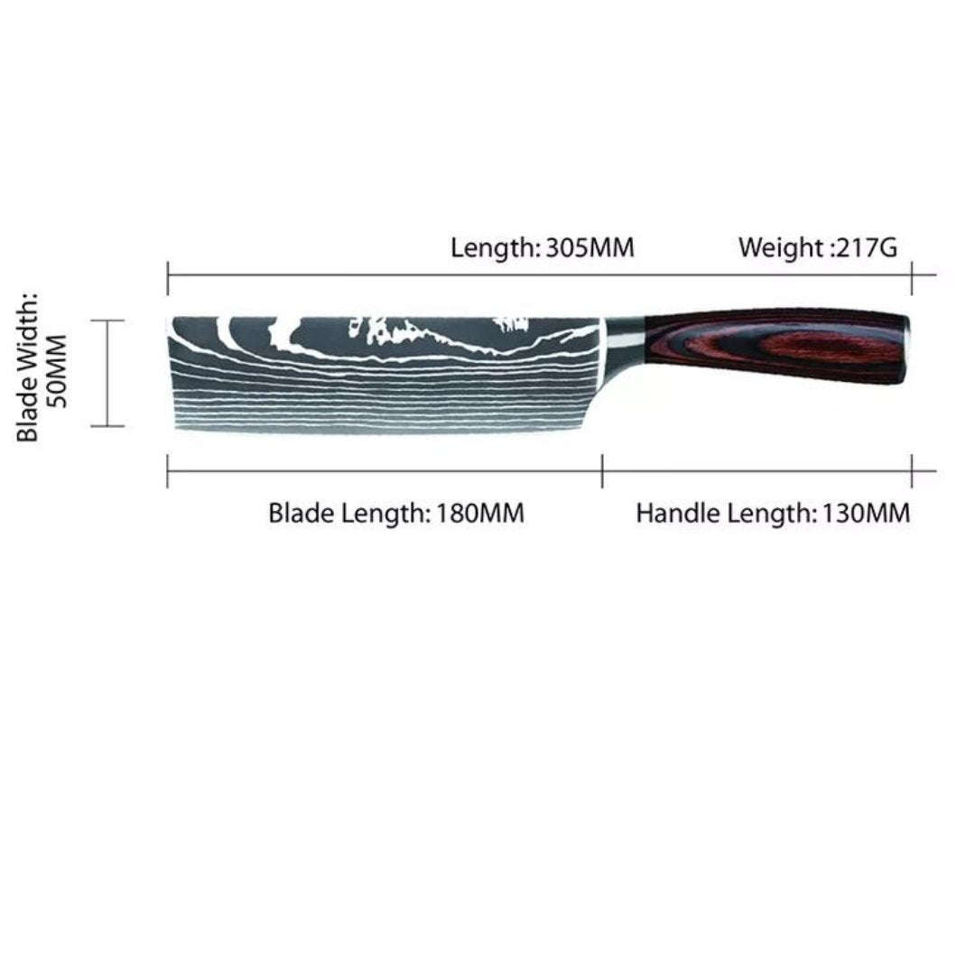 Lifespace Laser Engraved 5CR15 Kitchen Nakiri Chef Knife in a Gift Box