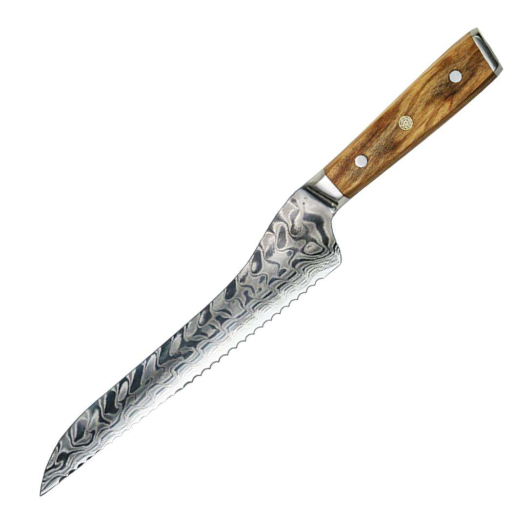 Lifespace Luxury 10" Bread Olive Wood Full Tang Damascus Knife