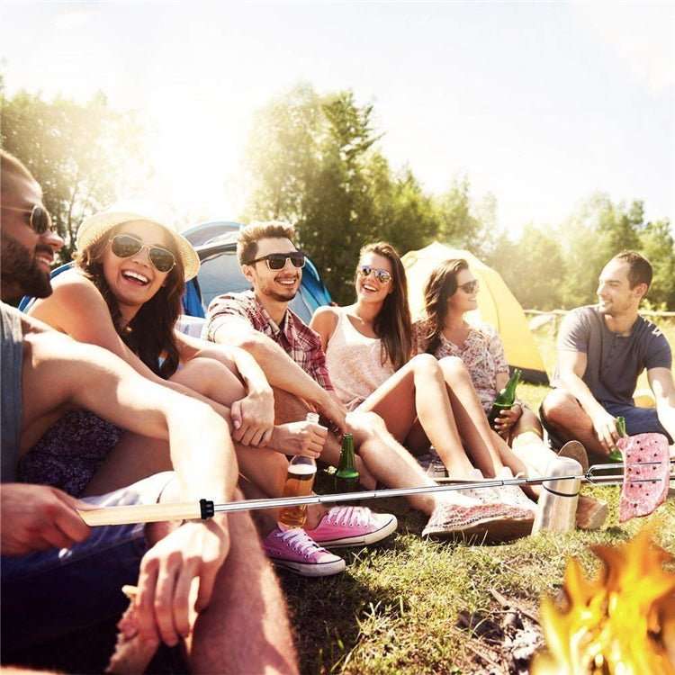 Lifespace Marshmallow Telescopic Roasting Forks (8Pce) with Wooden Handle