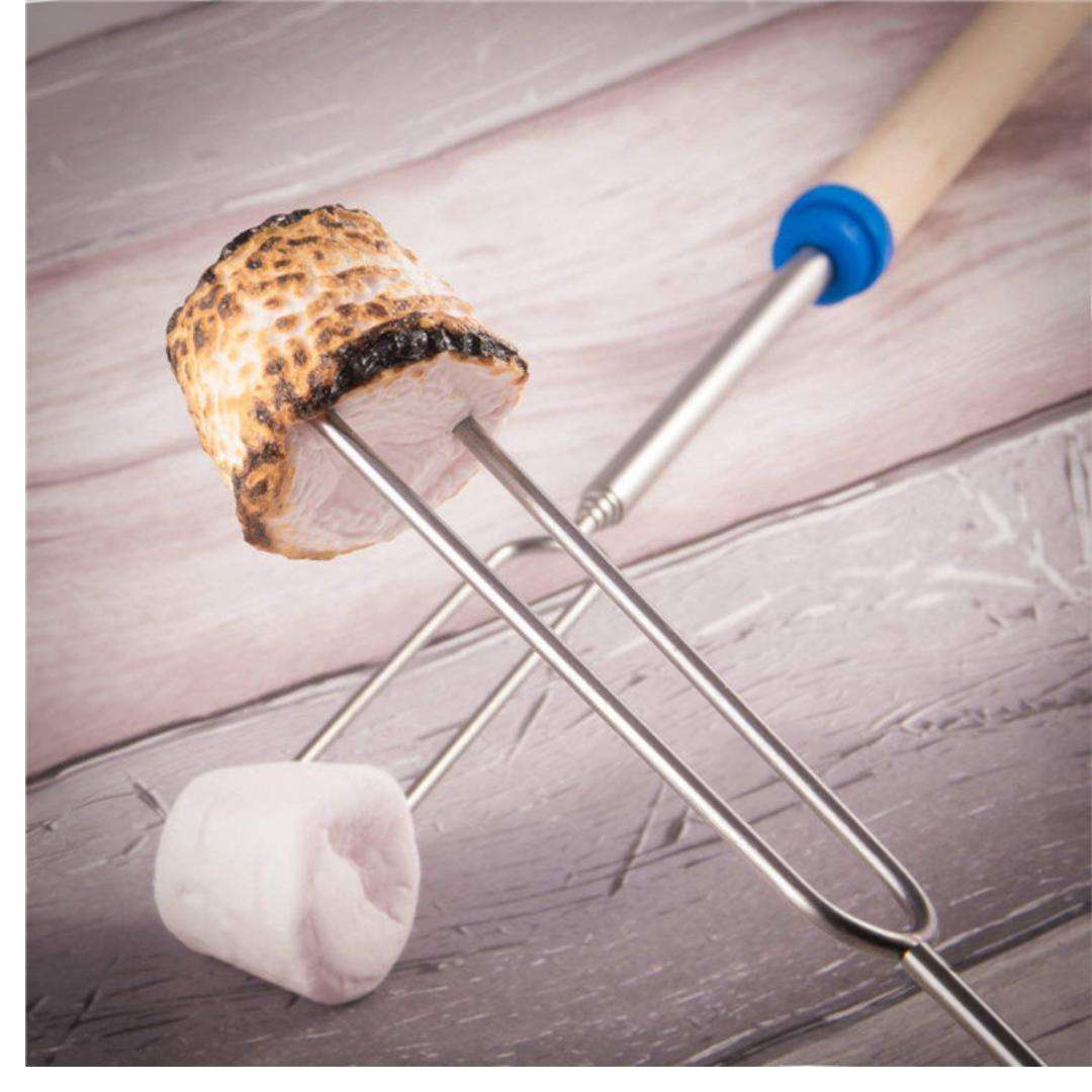 Lifespace Marshmallow Telescopic Roasting Forks (8Pce) with Wooden Handle