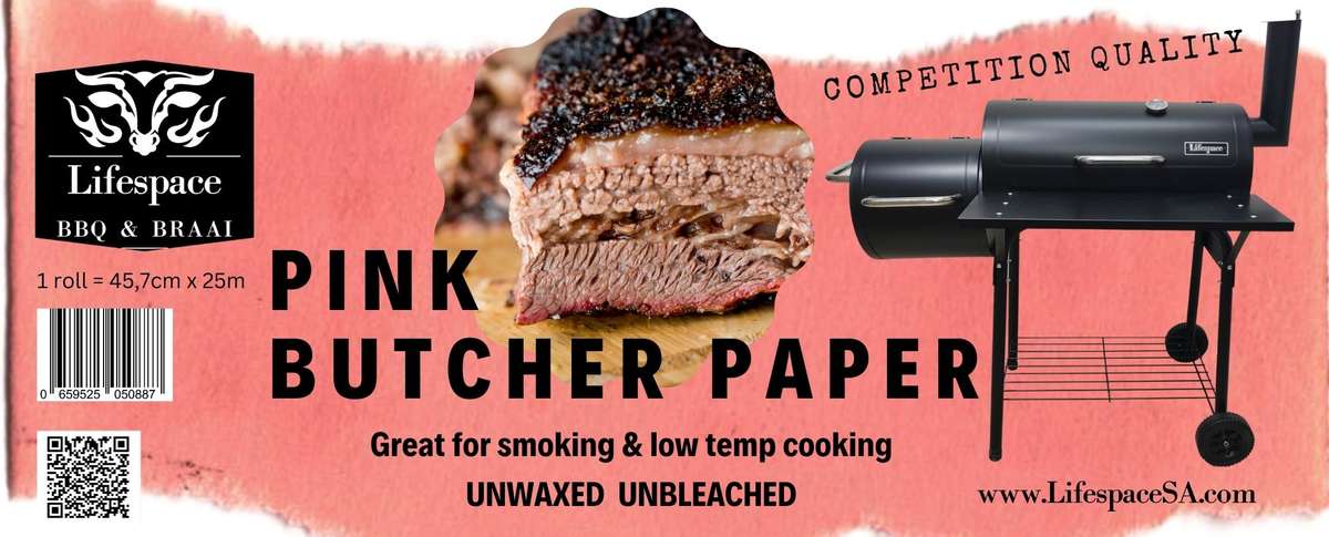 Lifespace Premium BBQ Pink Butcher Paper - Competition Quality - 25m roll