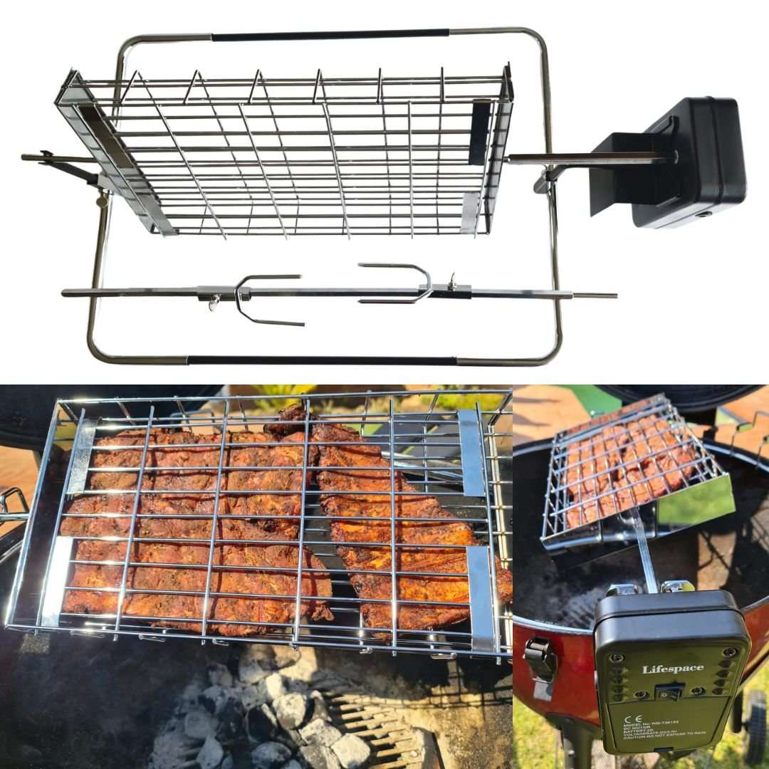 Lifespace Rotisserie Kit with Motor & Standard Flat Basket