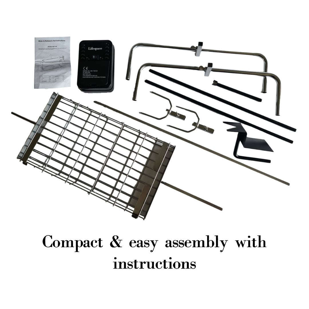 Lifespace Rotisserie Kit with Motor & Standard Flat Basket