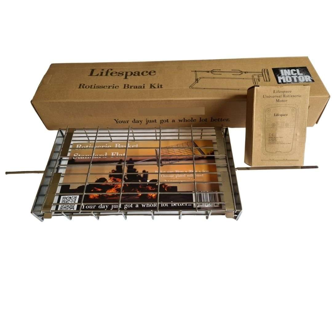 Lifespace Rotisserie Kit with Motor & Standard Flat Basket