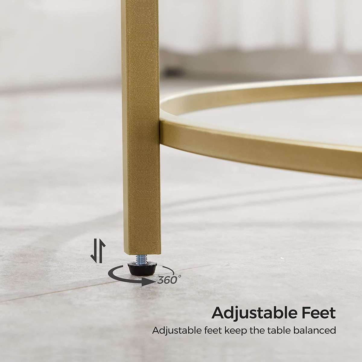 Lifespace Round Glass Coffee Centre Table with Gold Frame