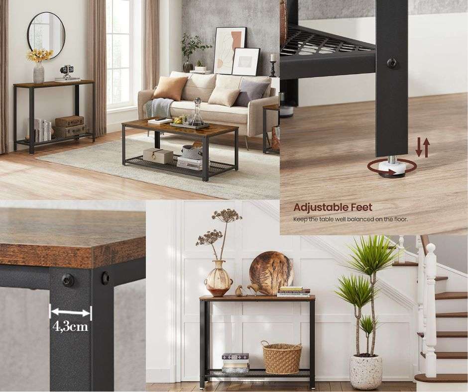 Lifespace Rustic Industrial 2 Tier Console Hall Table