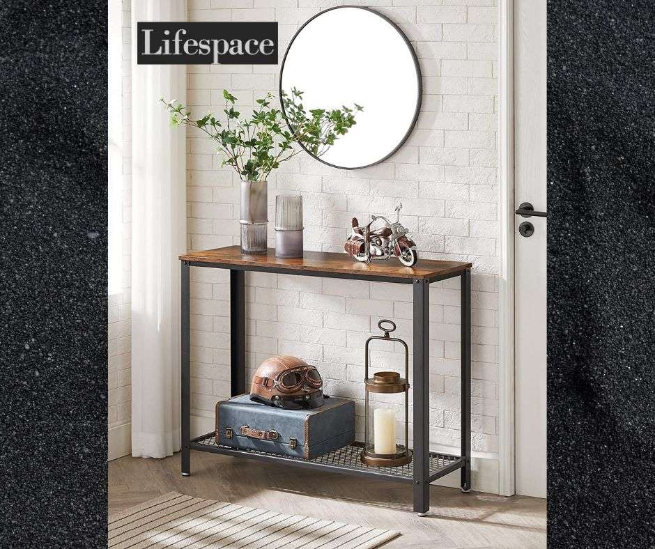 Lifespace Rustic Industrial 2 Tier Console Hall Table