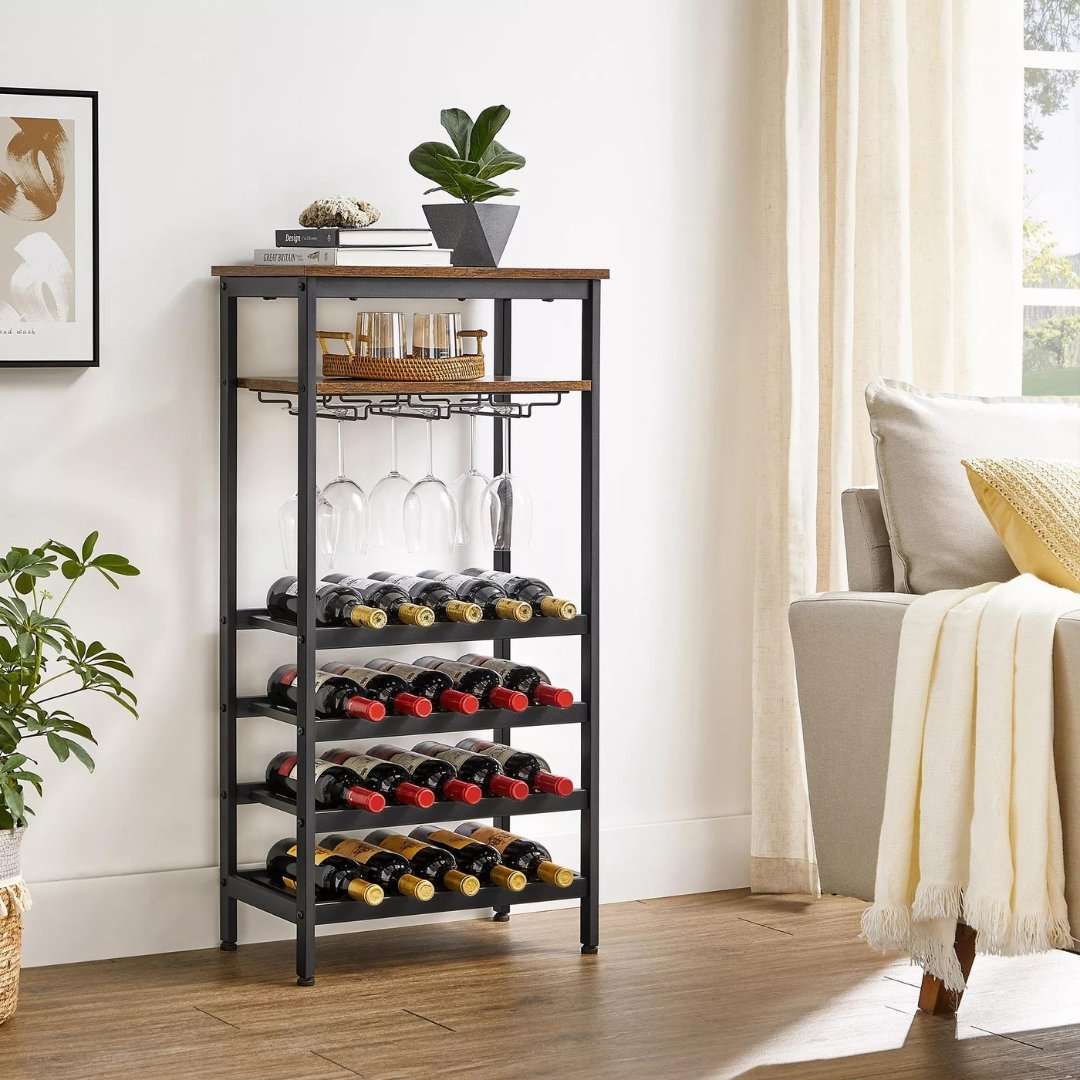 Lifespace Rustic Industrial 20 Bottle Wine Rack