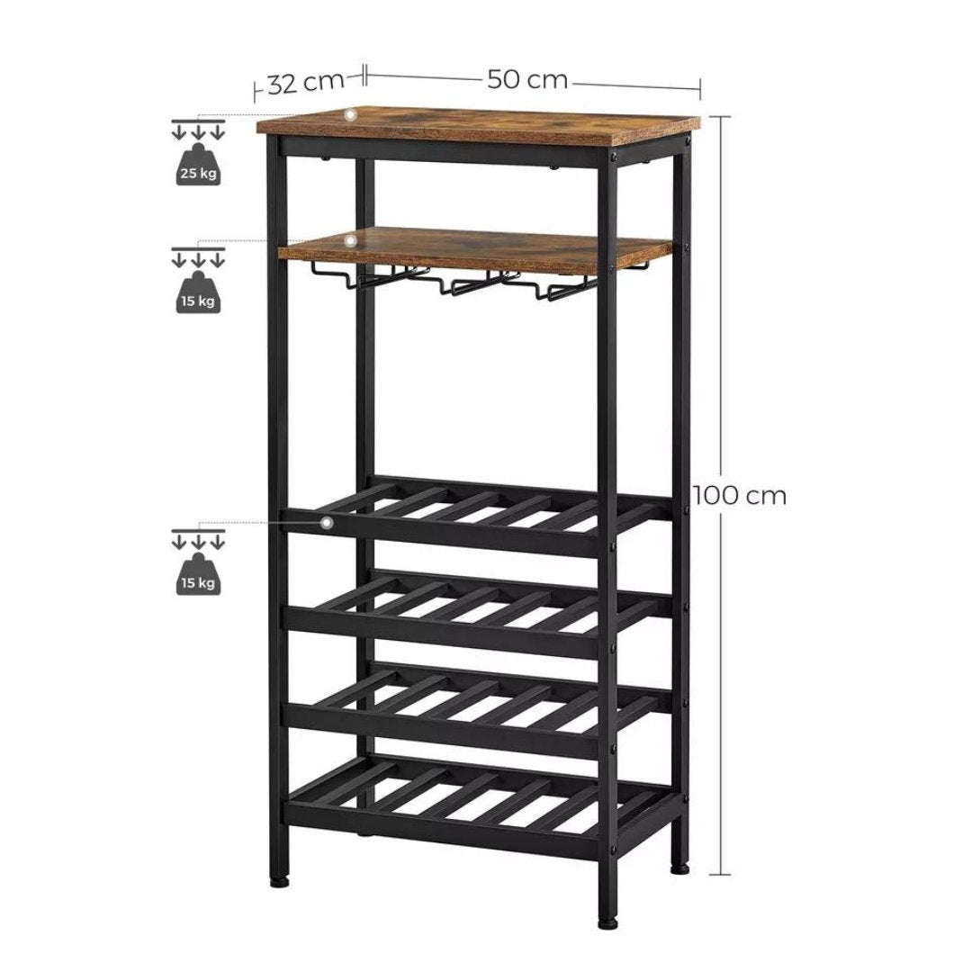 Lifespace Rustic Industrial 20 Bottle Wine Rack