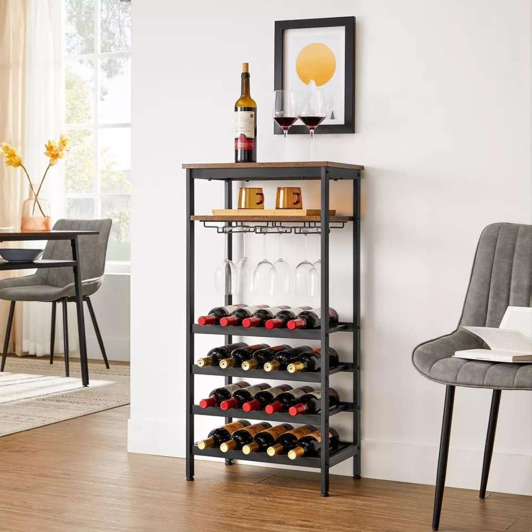 Lifespace Rustic Industrial 20 Bottle Wine Rack