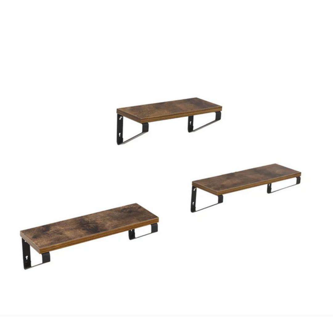 Lifespace Rustic Industrial Floating Display Shelf Set - 3 shelves