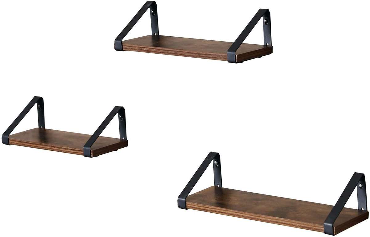 Lifespace Rustic Industrial Floating Display Shelf Set - 3 shelves