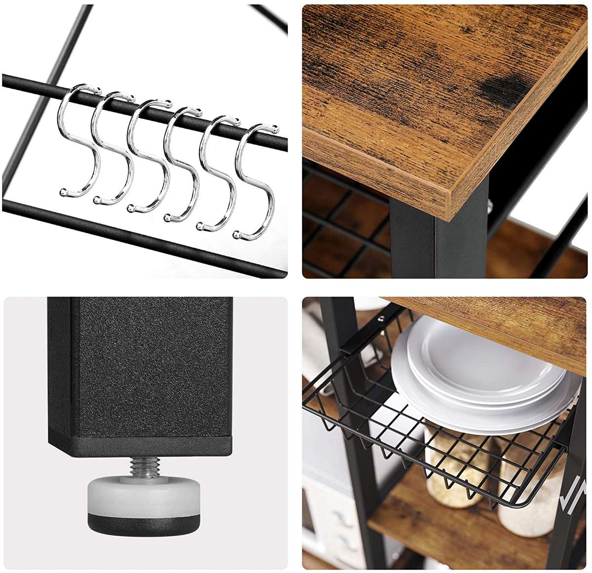 Lifespace Rustic Industrial Kitchen Utility Shelf