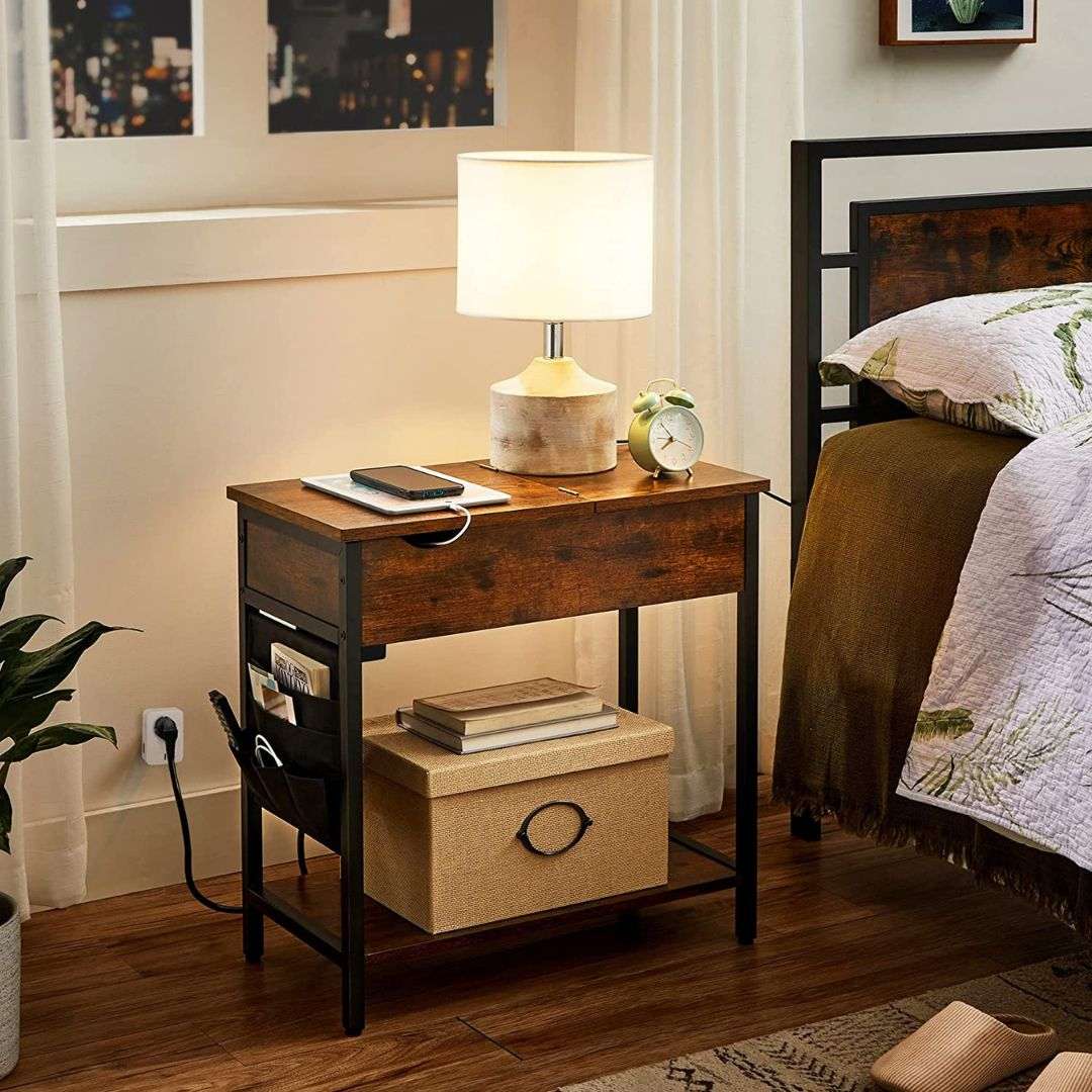 Lifespace Side Table with Power Outlet & USB Charging Ports