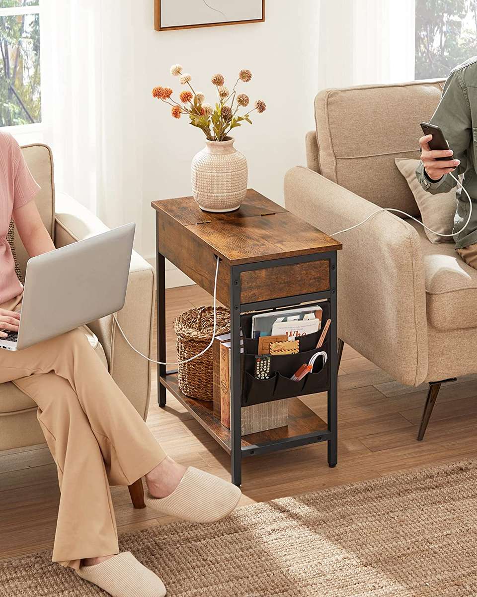 Lifespace Side Table with Power Outlet & USB Charging Ports