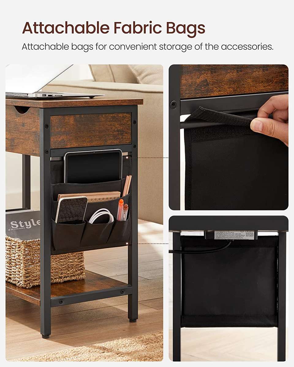 Lifespace Side Table with Power Outlet & USB Charging Ports