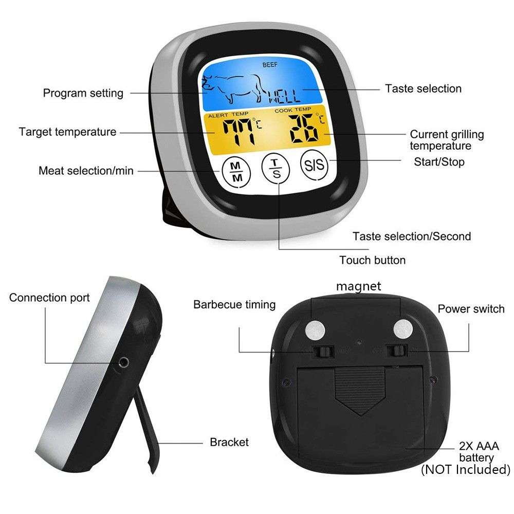 Lifespace Touch Screen Digital Thermometer with Timer & Probe