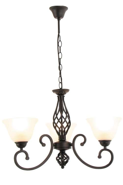 Metal Chandelier with Alabaster Glass -3 Light