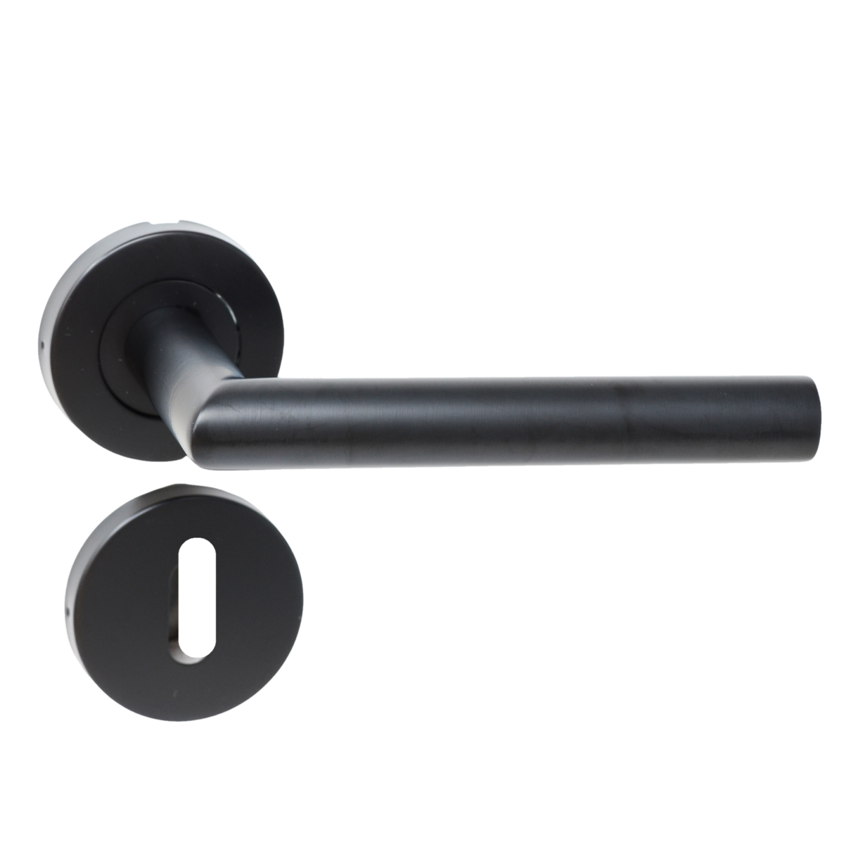Modern Matt Black Tubular Handles on Rose