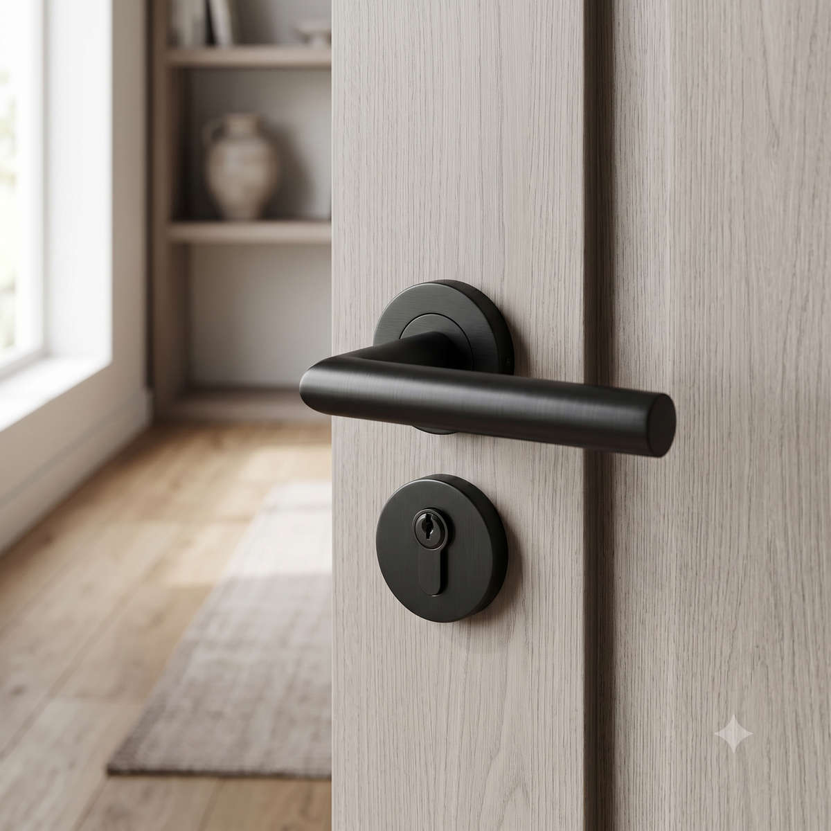 Modern Matt Black Tubular Handles on Rose