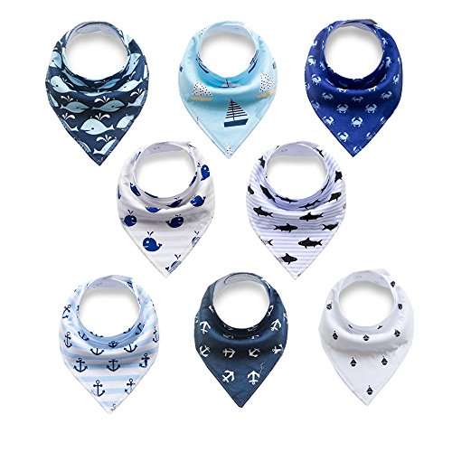 Baby Bandana Drool Bibs,Baby Dribble Bibs with Snaps 8 Pack Baby Shower Gift Set for Teething and...