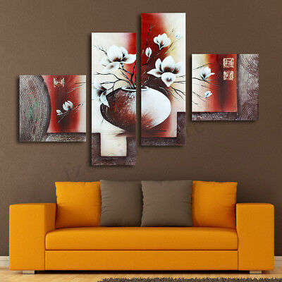 4pcs Flower Vase Prints Paintings Picture Unframed Wall Hanging Home Decor (Unframed)