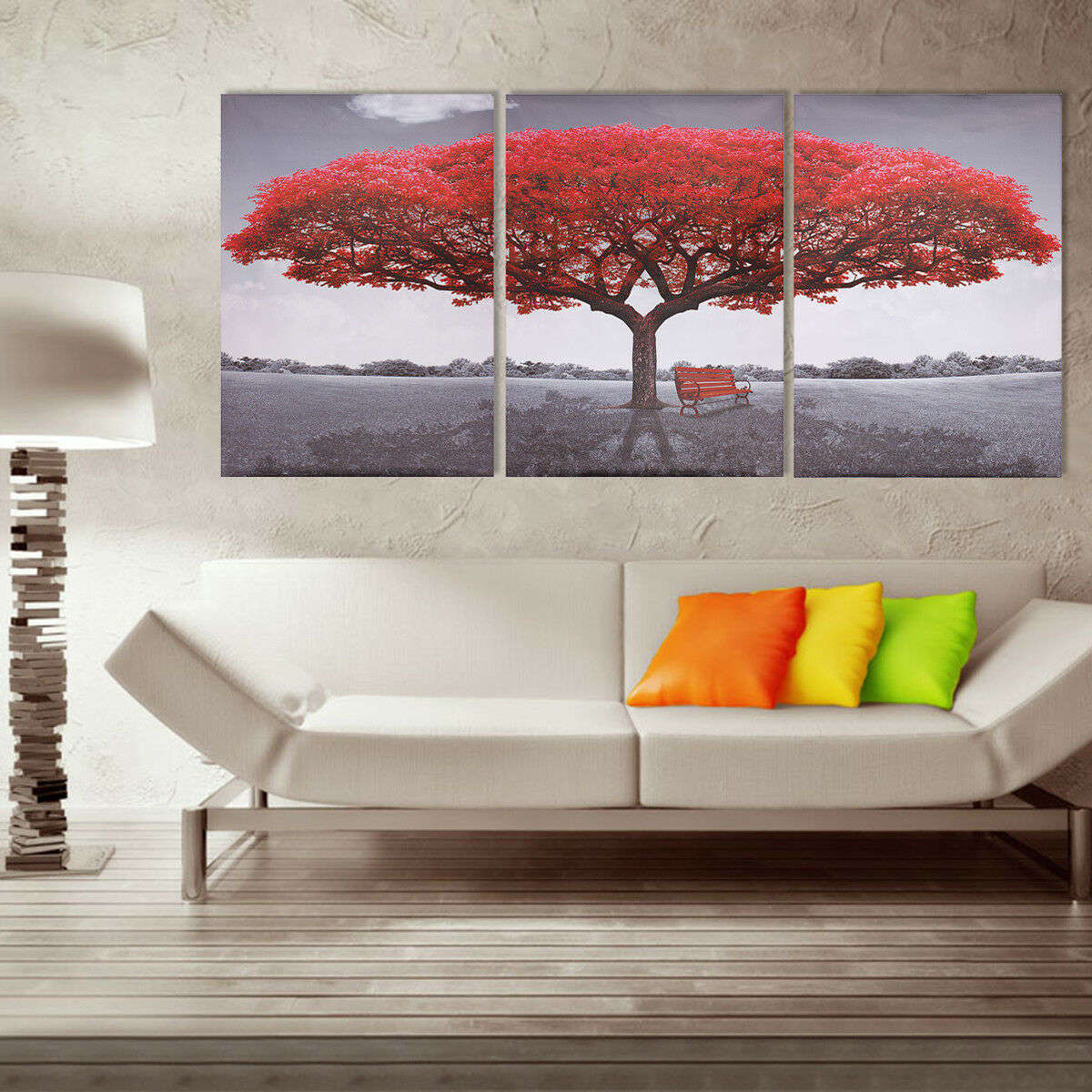 3Pcs Large Red Tree Canvas Print Art Paintings Picture Modern Home Decor (Unframed)