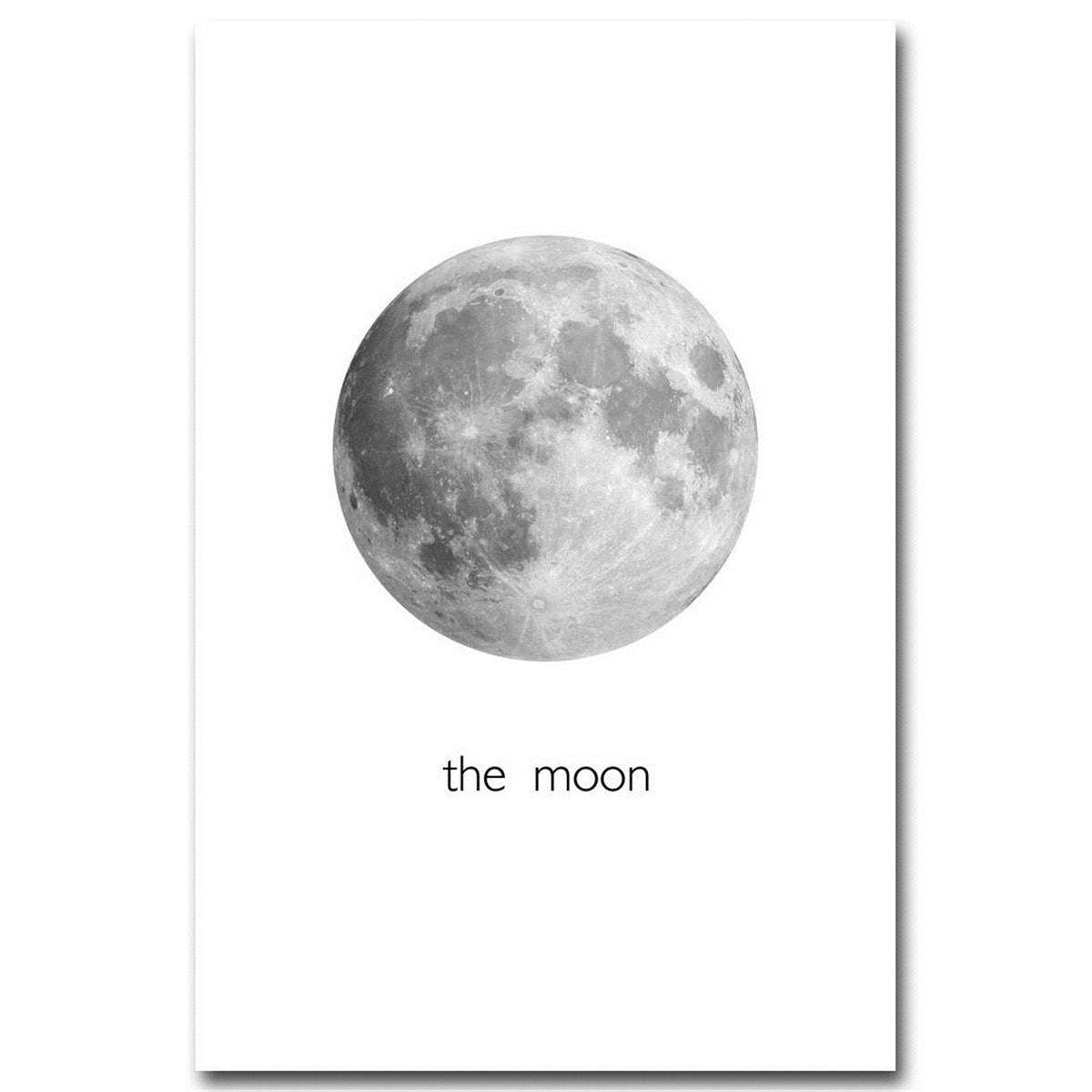 Abstract Black&White Moon Canvas Paintings Print Home Room Wall Picture Art Dec... - White / 50*70cm