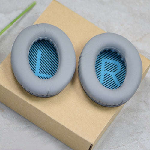1 Pair Soft Earmuff Headphone Jacket with LR Cotton for BOSE QC2 / QC15 / AE2 / QC25 / (Grey+Blue)