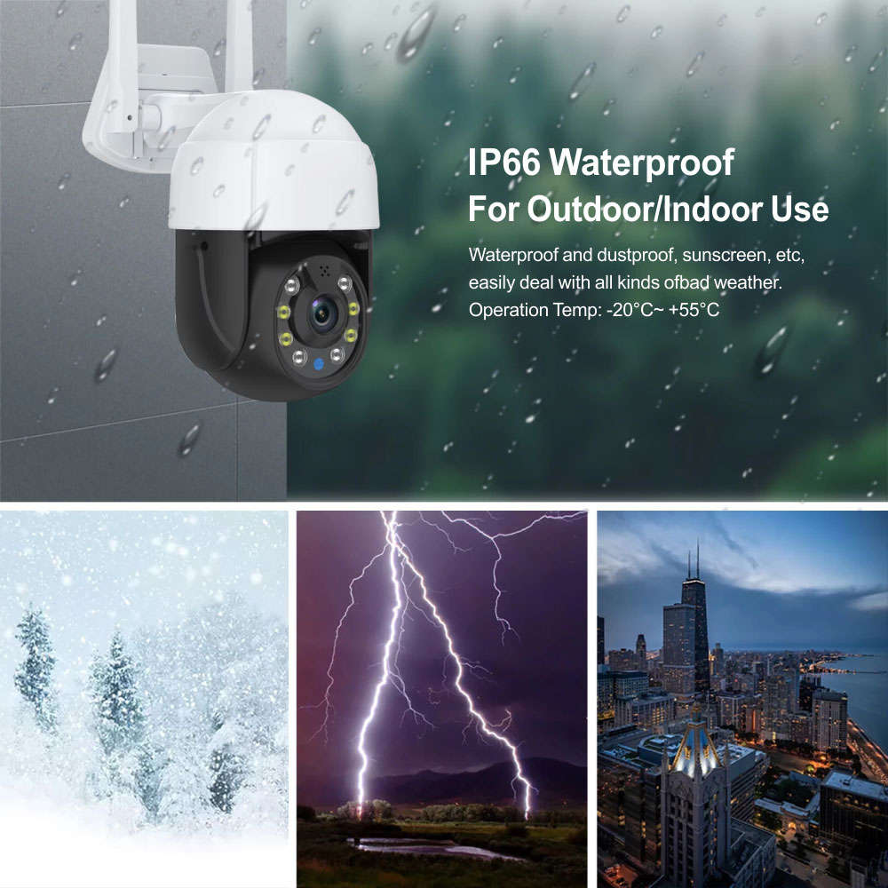 Smart Life Tuya WIFI Waterproof Outdoor 5MP HD PTZ CCTV Camera w/ 2 way audio