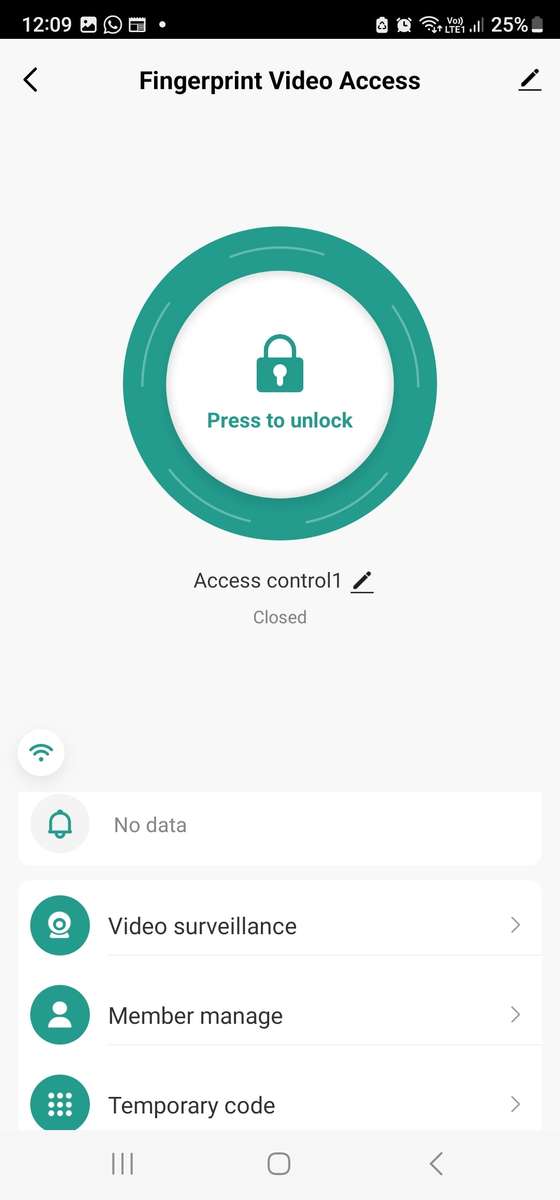 Smart Life Tuya WIFI Waterproof 12V Video Doorbell Access Control Fingerprint Card Door Gate VC4F