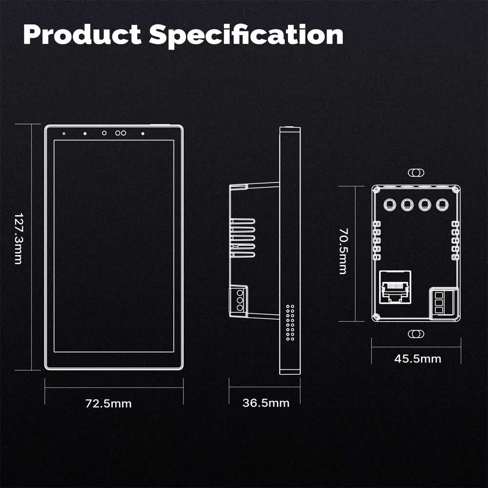 Smart Life Tuya WIFI 5 inch In-Wall Touch Screen Control Panel w/ 2CH Relays, Alexa & Zigbee Gateway