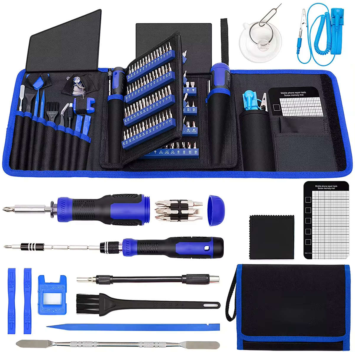 191 in 1 Precision Screwdriver Set w/ 164 Magnetic Bits Tool Kit w/ Carry Case | Blue