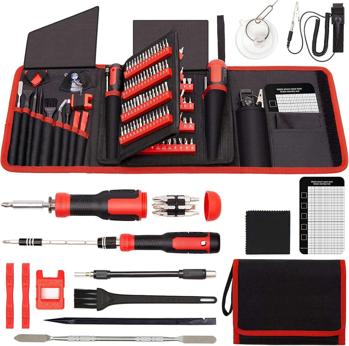 191 in 1 Precision Screwdriver Set w/ 164 Magnetic Bits Tool Kit w/ Carry Case | Red